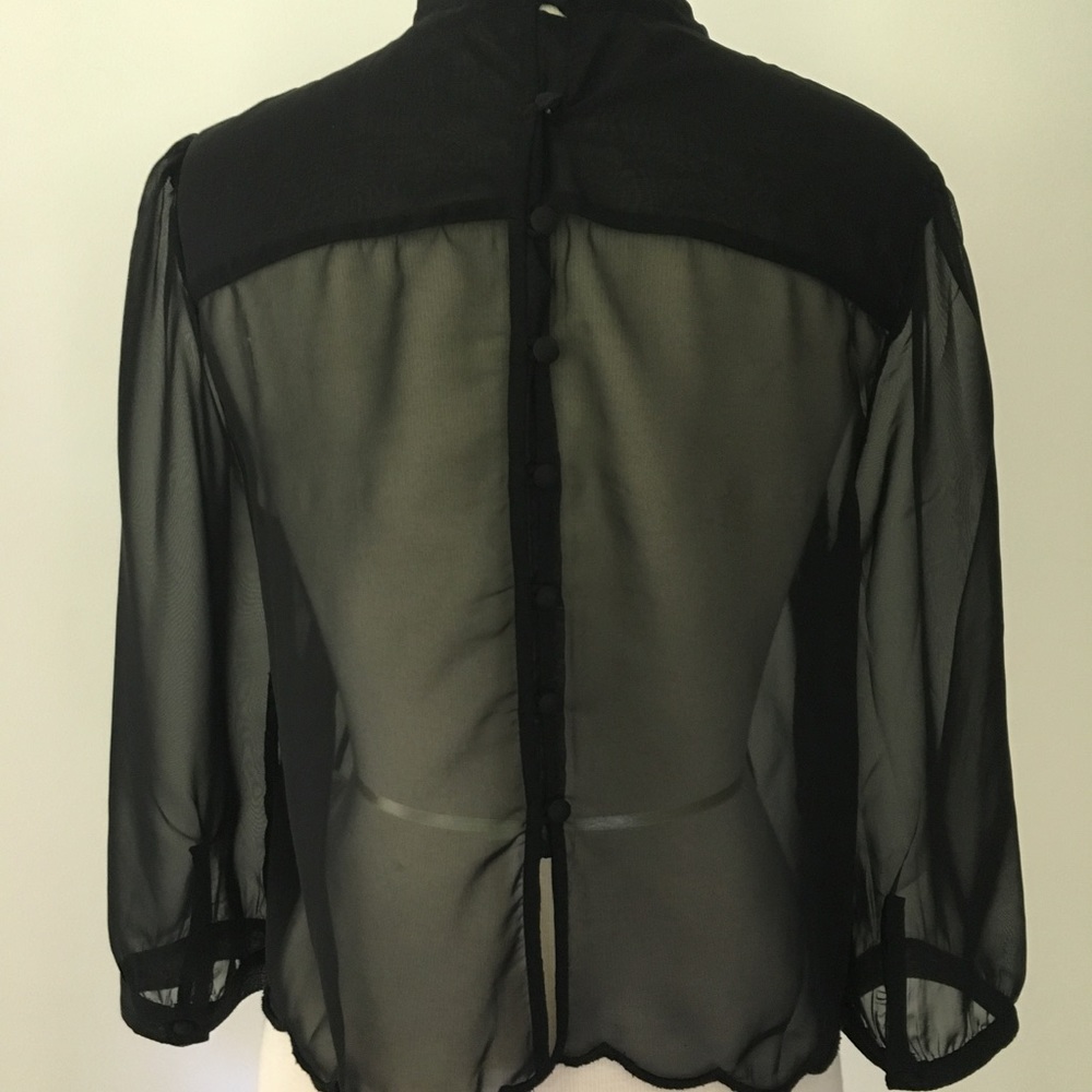 Frenchi Black Sheer Crop Top - Picture 4 of 8